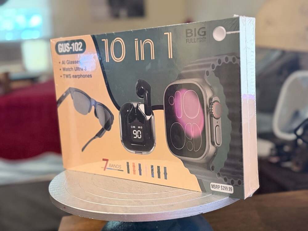 GUS-102 10 in 1 Smart Watch Ultra 3, AI Glasses, and TWS Earphones Set with 7 Ba